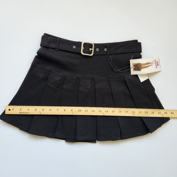 School Girl Pleated Mini Skirt Black Belted Prep School Preppy Academia Small - Picture 16 of 16